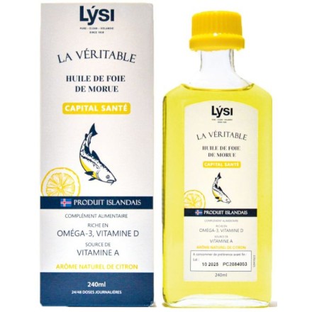 Huile de foie de morue citron - 240ml - Lysi