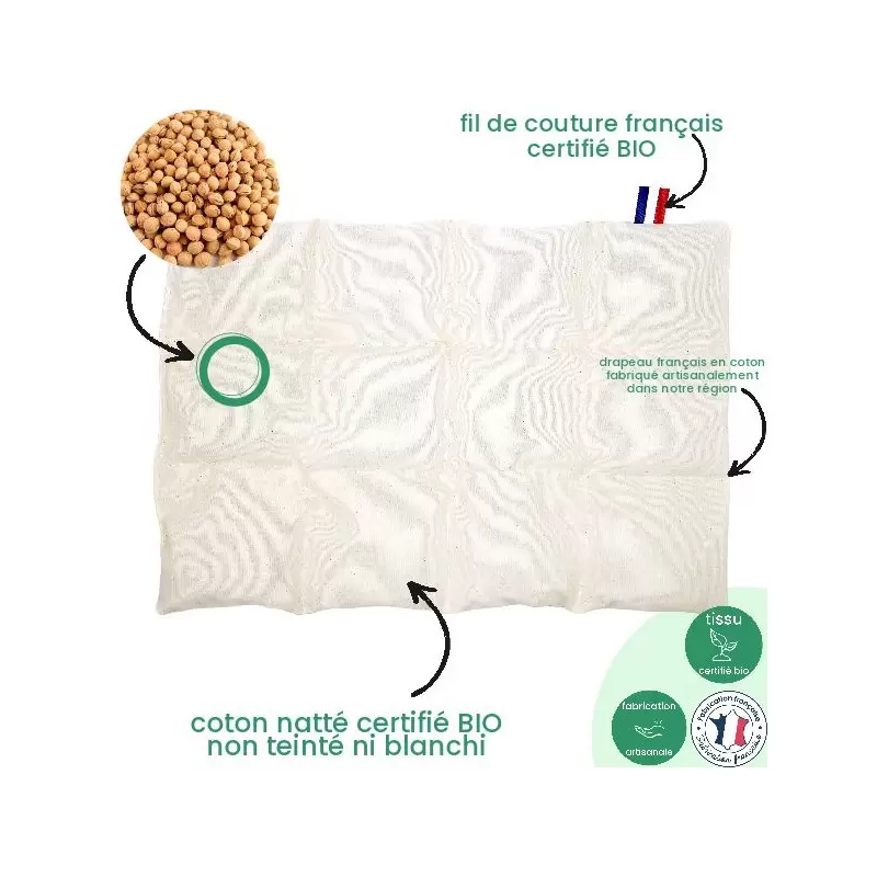 Grande bouillotte BIO ergonomique en noyaux de cerises - Artisanale