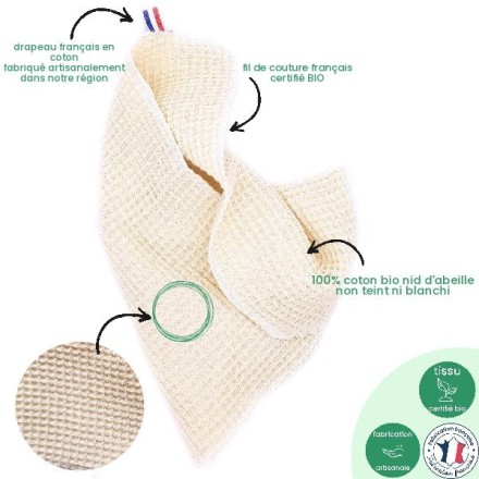 Essuie-mains / torchon 100% coton BIO - Artisanal & Français