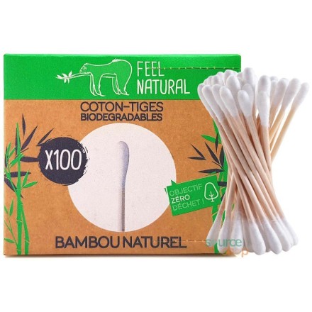 Coton-tiges en bambou biodégradables - 100 unités - Feel Natural