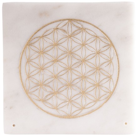 Porte encens en marbre - Fleur de Vie or