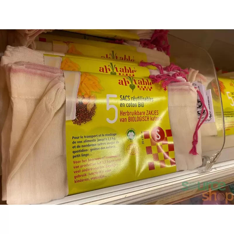 Lot de 5 sacs coton gradués réutilisables pour aliments - Ah! Table!