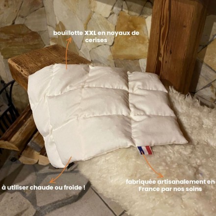 Grande bouillotte BIO ergonomique en noyaux de cerises - Artisanale