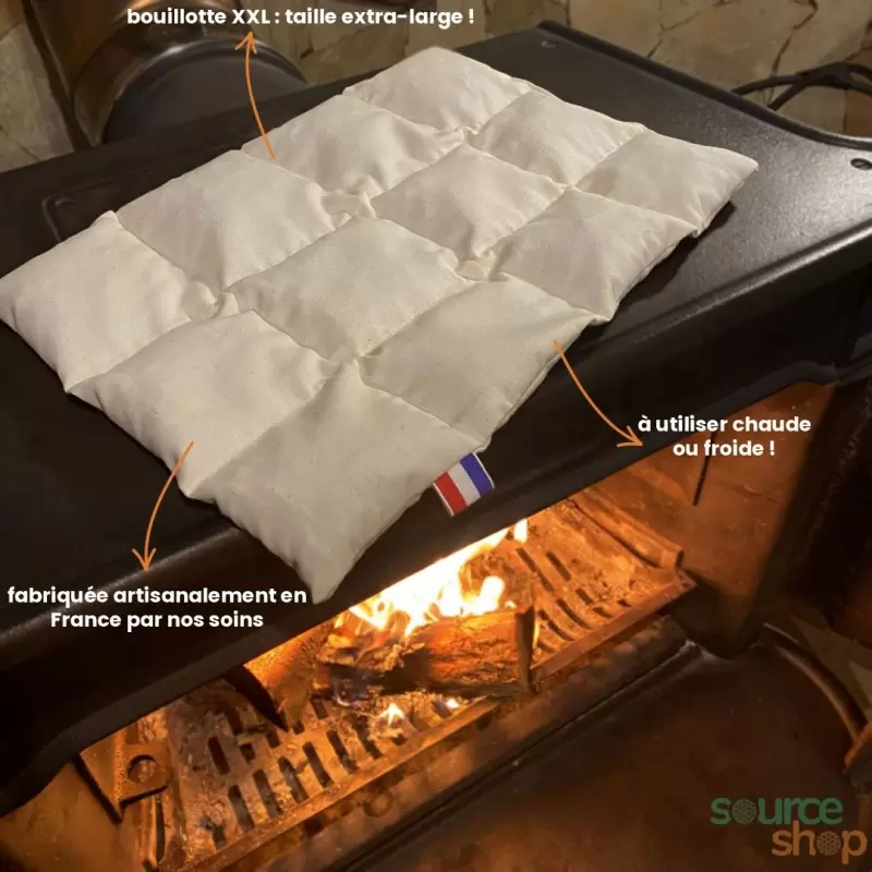Grande bouillotte BIO ergonomique en noyaux de cerises - Artisanale