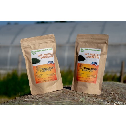 Spiruline pure Bio en paillettes du Jura - Production paysanne