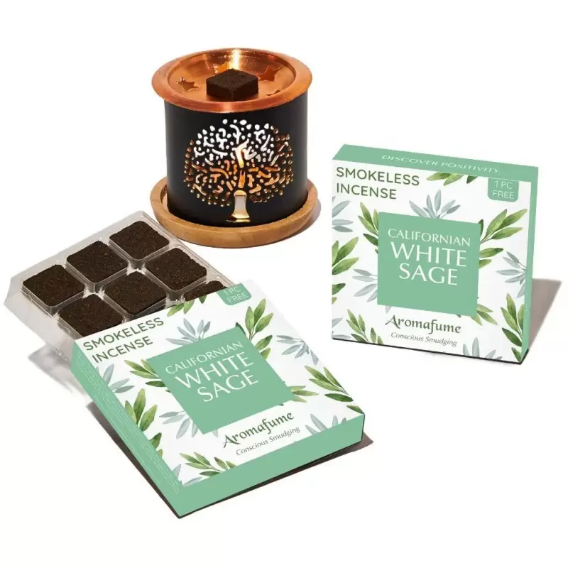 Kit briques d'encens Sauge Blanche + brûleur Arbre de Vie - Aromafume