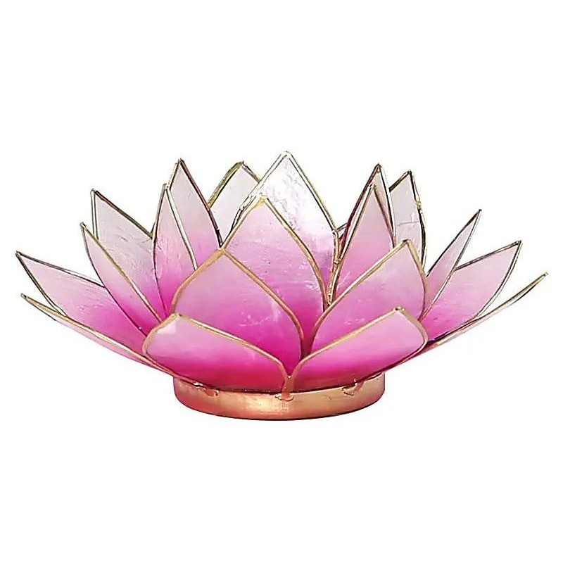 Bougeoir en coquillage Lotus rose or