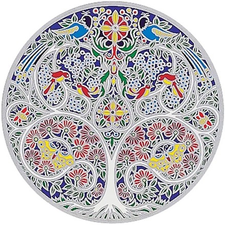 Grand adhésif / sticker attrape-soleil Arbre de vie vitrail