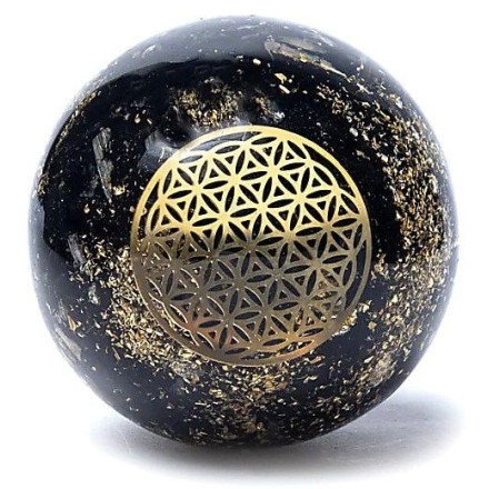 Sphère orgonite Tourmaline Fleur de Vie
