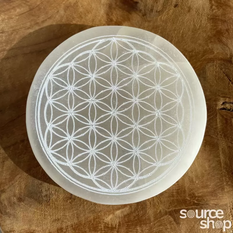 Plaque de rechargement en sélénite Fleur de Vie