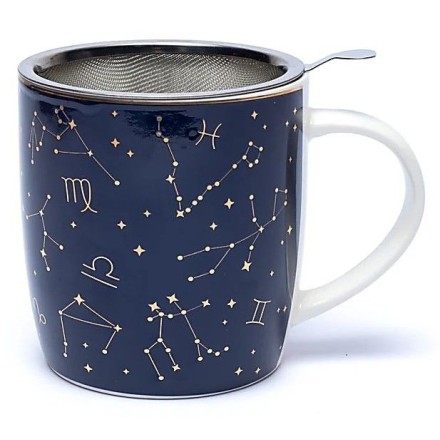 Mug à infusion en porcelaine Astrologie + filtre en inox