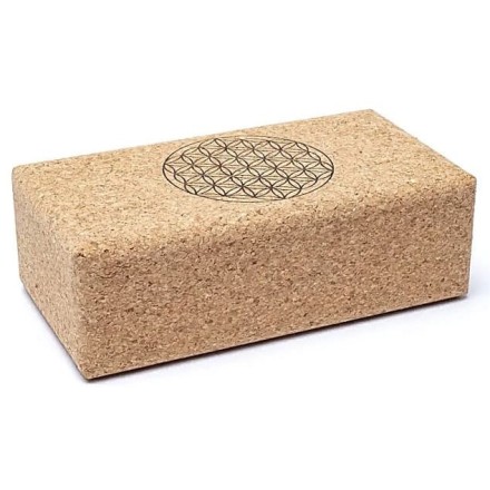 Bloc de yoga en liège Fleur de Vie - 23 x 12 x 7.5cm