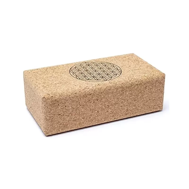 Bloc de yoga en liège Fleur de Vie - 23 x 12 x 7.5cm