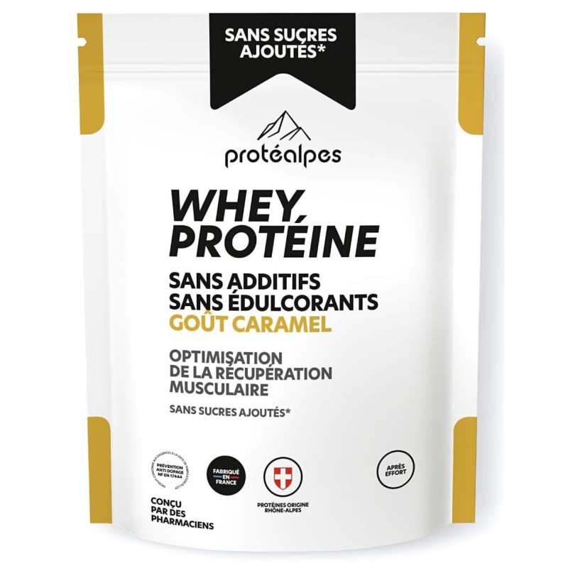Whey Protéine Caramel - 750g - Sans Sucres Ajoutés - Protéalpes