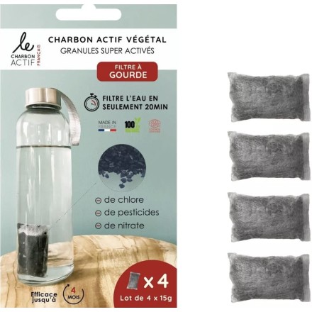 4 Filtres à gourde au charbon actif | Le Charbon Actif Français