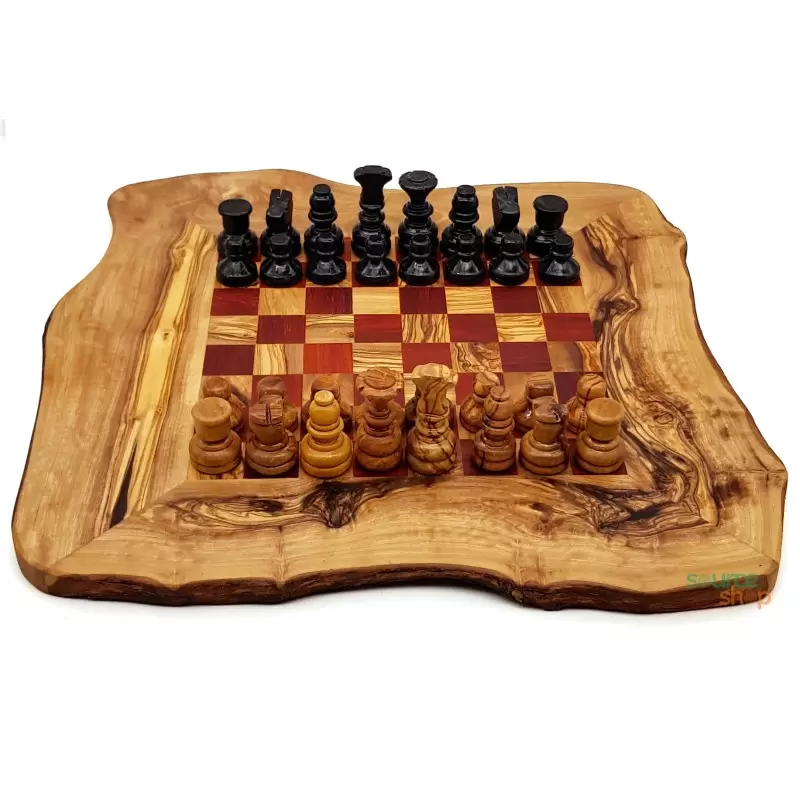 Échiquier bois d’olivier artisanal – Jeu d’échecs haut de gamme