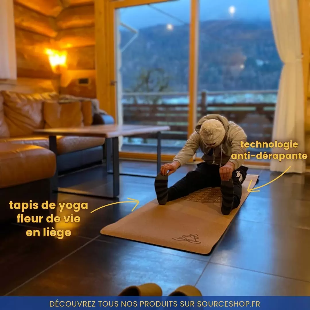 Tapis de yoga en liège écologique Fleur de Vie