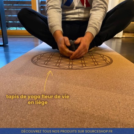 Tapis de yoga en liège écologique & antidérapant - Fleur de Vie