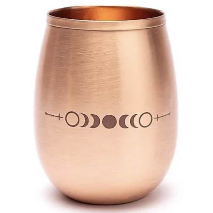Gobelet en cuivre pur poli - Phases de la Lune - 350ml