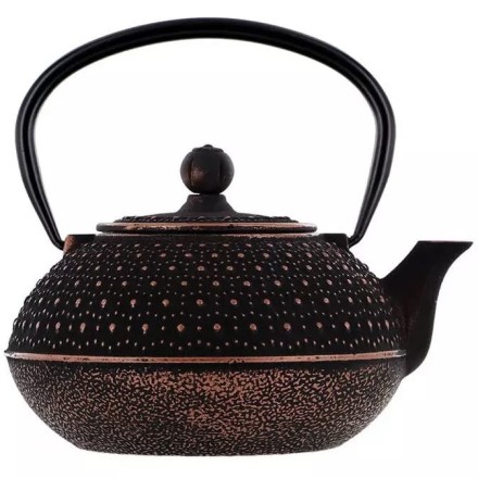 Théière en fonte Sui noire et dorée 0.8L – Aromandise