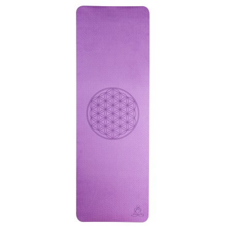 Tapis de yoga violet Fleur de Vie – Antidérapant & écologique