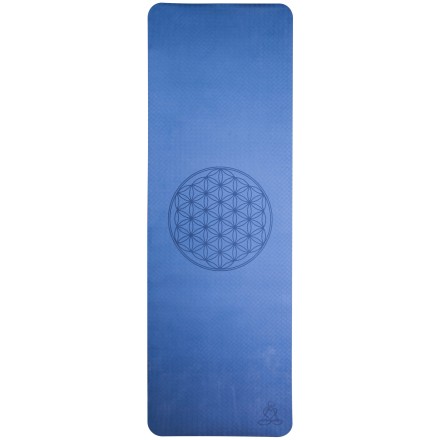 Tapis de yoga bleu Fleur de Vie – Antidérapant & écologique