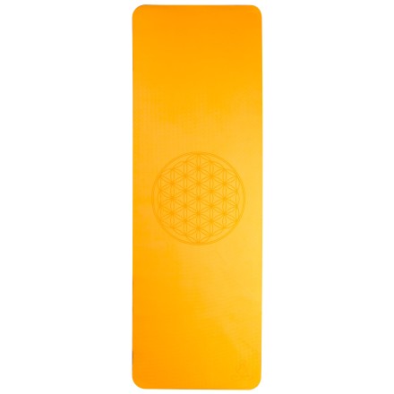 Tapis de yoga orange Fleur de Vie – écologique & antidérapant