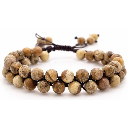 Bracelet double en pierre de Paysage réglable - Qualité A