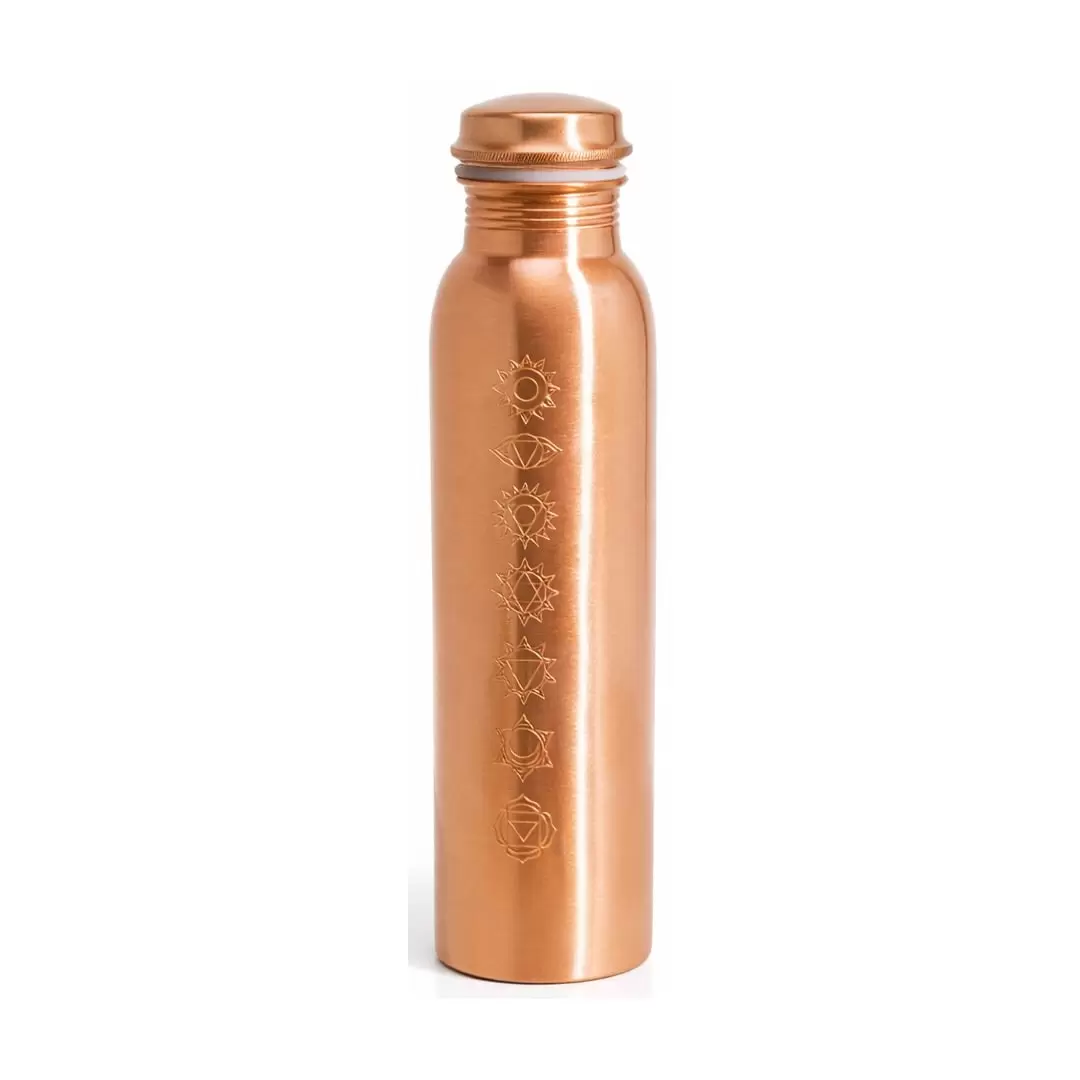 Gourde en cuivre 7 chakras 950ml – Bouteille ayurvédique pure