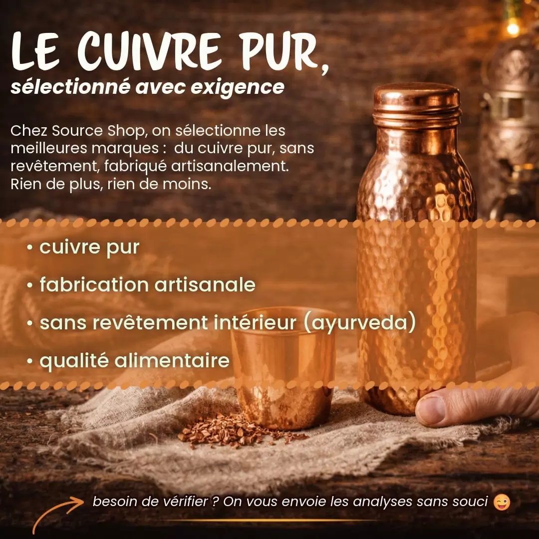 Coffret gourde cuivre 950ml & 2 verres 250ml – Motif floral