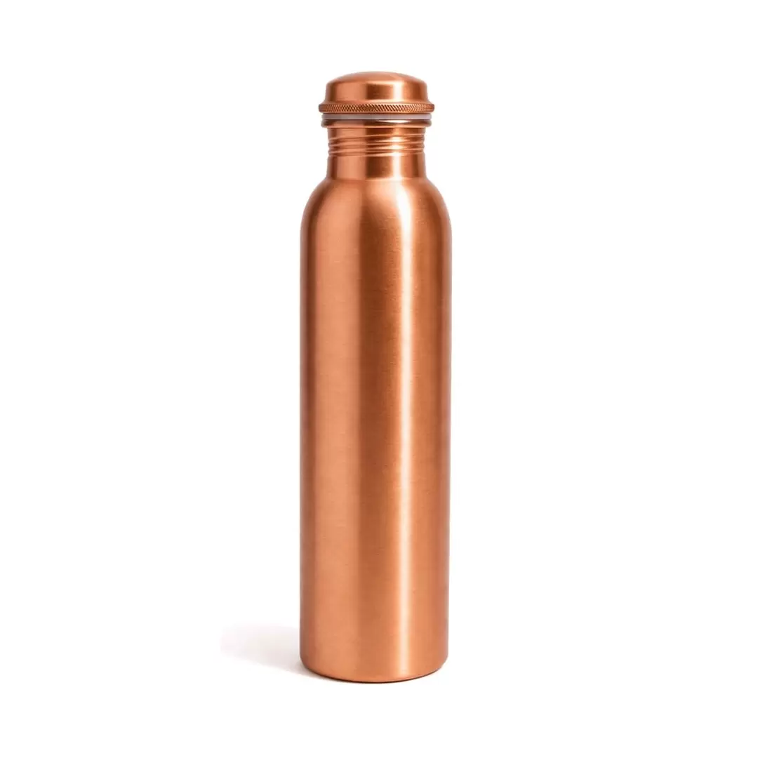 Gourde en cuivre pur lisse 950ml - bouteille cuivre ayurvedique minimaliste