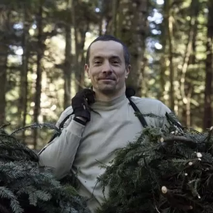 Grégory récolte le sapin blanc du Jura pour la fabrication des produits Aromacomtois