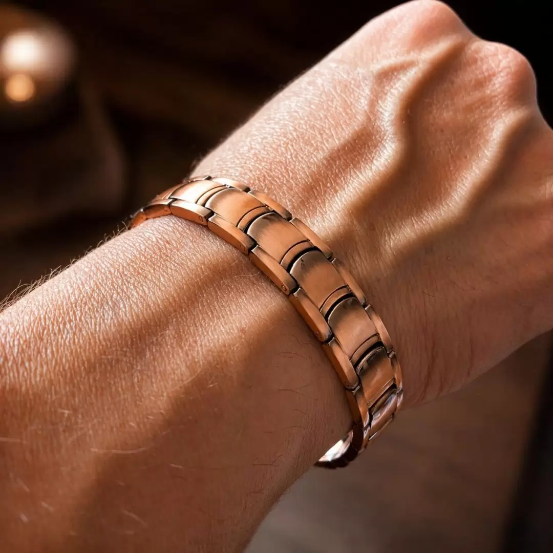 Bracelet cuivre magnétique réglable – cuivre pur & aimants néodyme