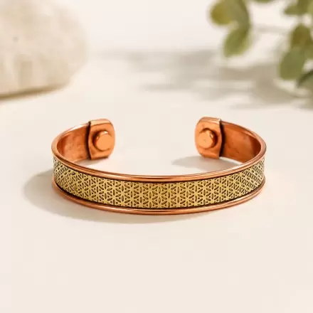 Bracelet cuivre magnétique fleur de vie – cuivre pur & aimants