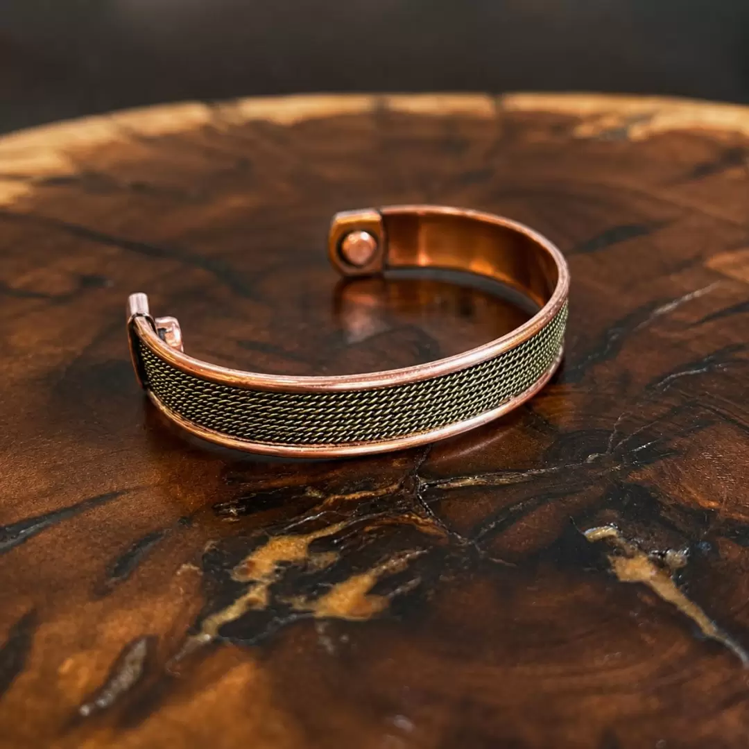 Bracelet cuivre magnétique tressé – cuivre & aimants