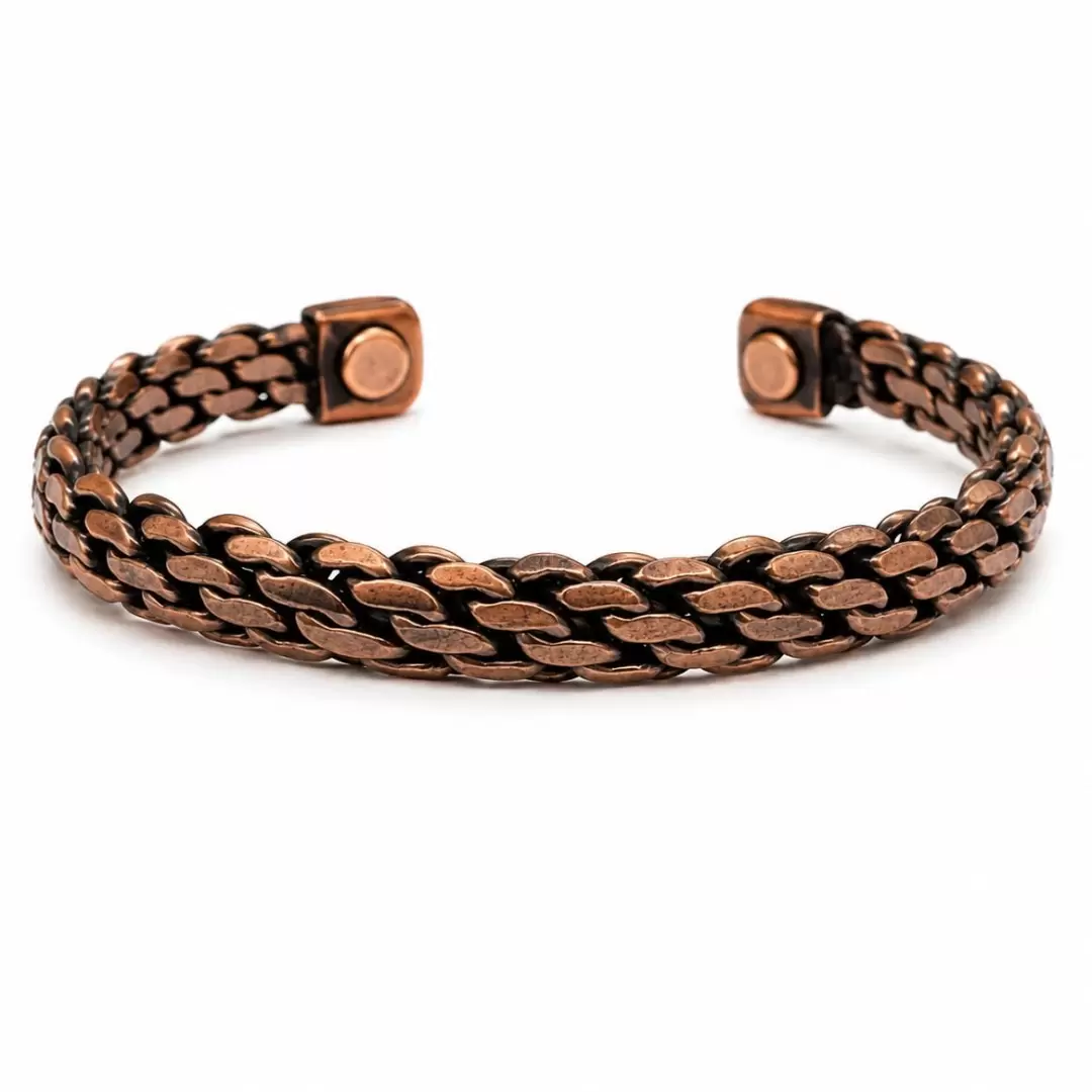Bracelet cuivre antique magnétique tressé – cuivre pur & aimants