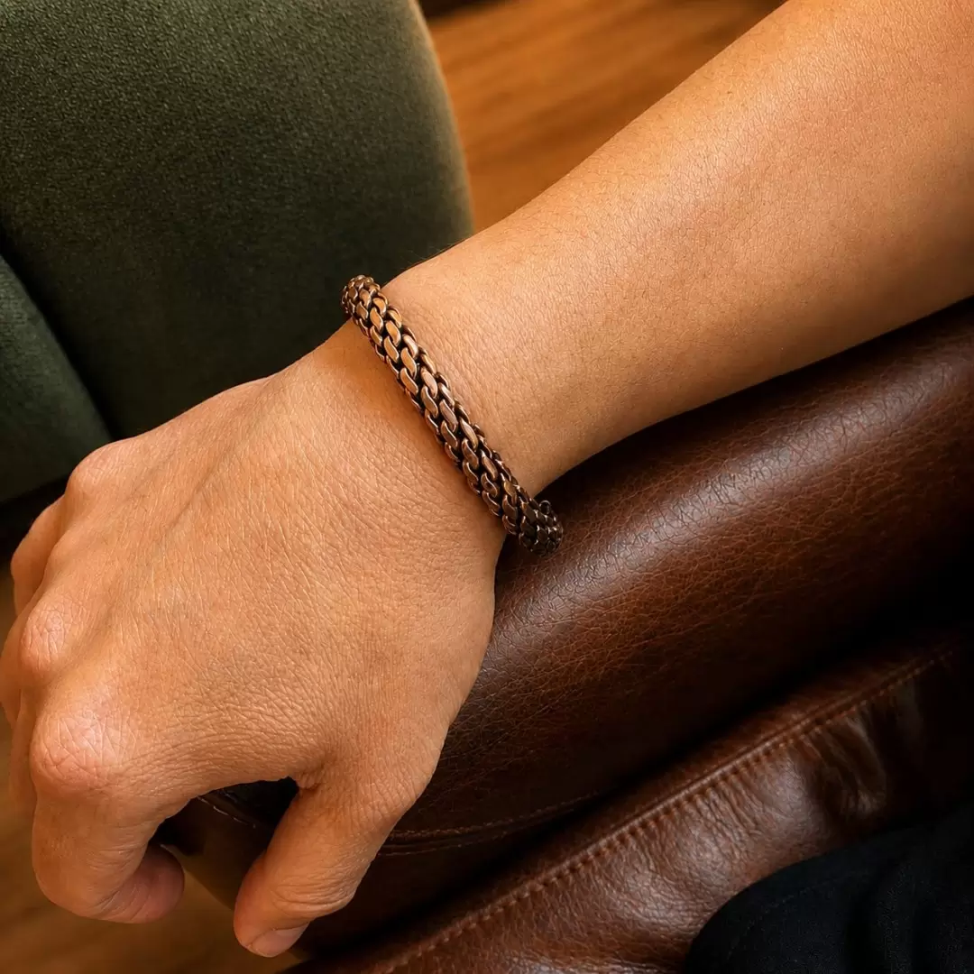Bracelet cuivre antique magnétique tressé – cuivre pur & aimants