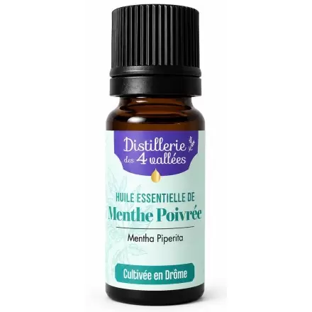 Huile Essentielle Menthe Poivrée Bio de la Drôme 10ml | Distillerie des 4 Vallées