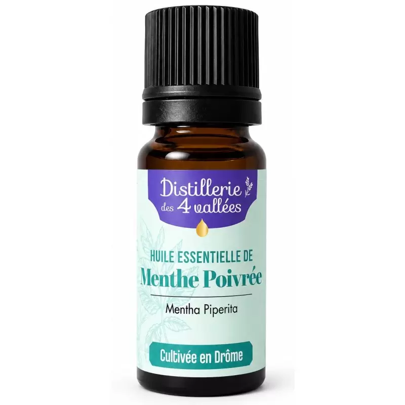 Huile Essentielle Menthe Poivrée Bio de la Drôme 10ml | Distillerie des 4 Vallées