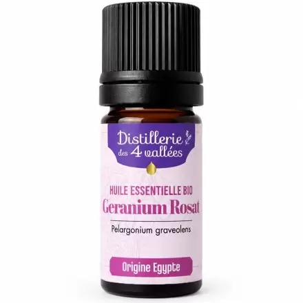 Huile Essentielle Géranium Rosat Bio Distillée dans la Drôme 5ml | Distillerie des 4 Vallées
