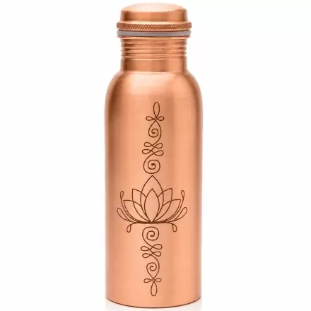 Gourde en cuivre pur Lotus – Bouteille ayurvédique 500ml