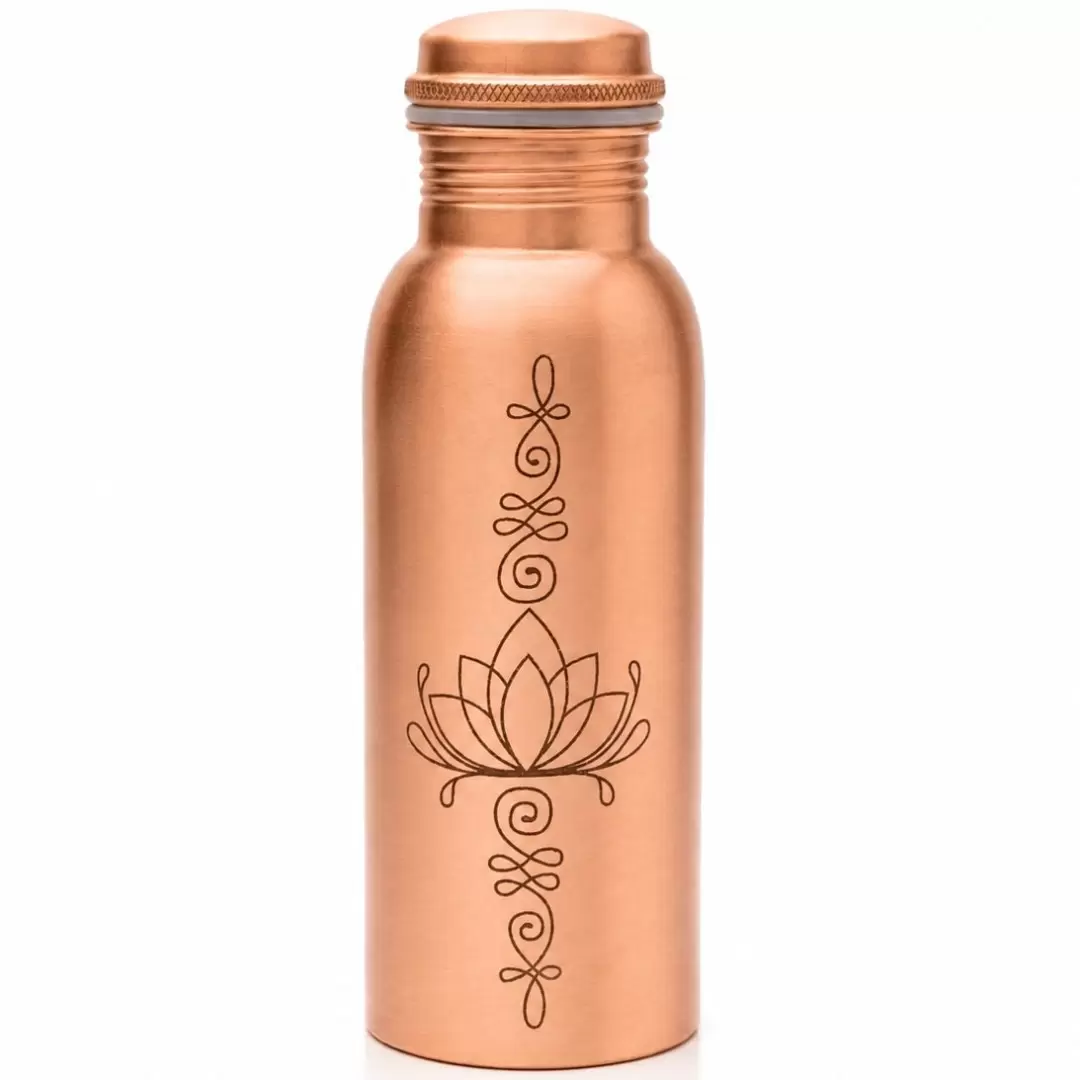 Gourde en cuivre pur Lotus – Bouteille ayurvédique 500ml