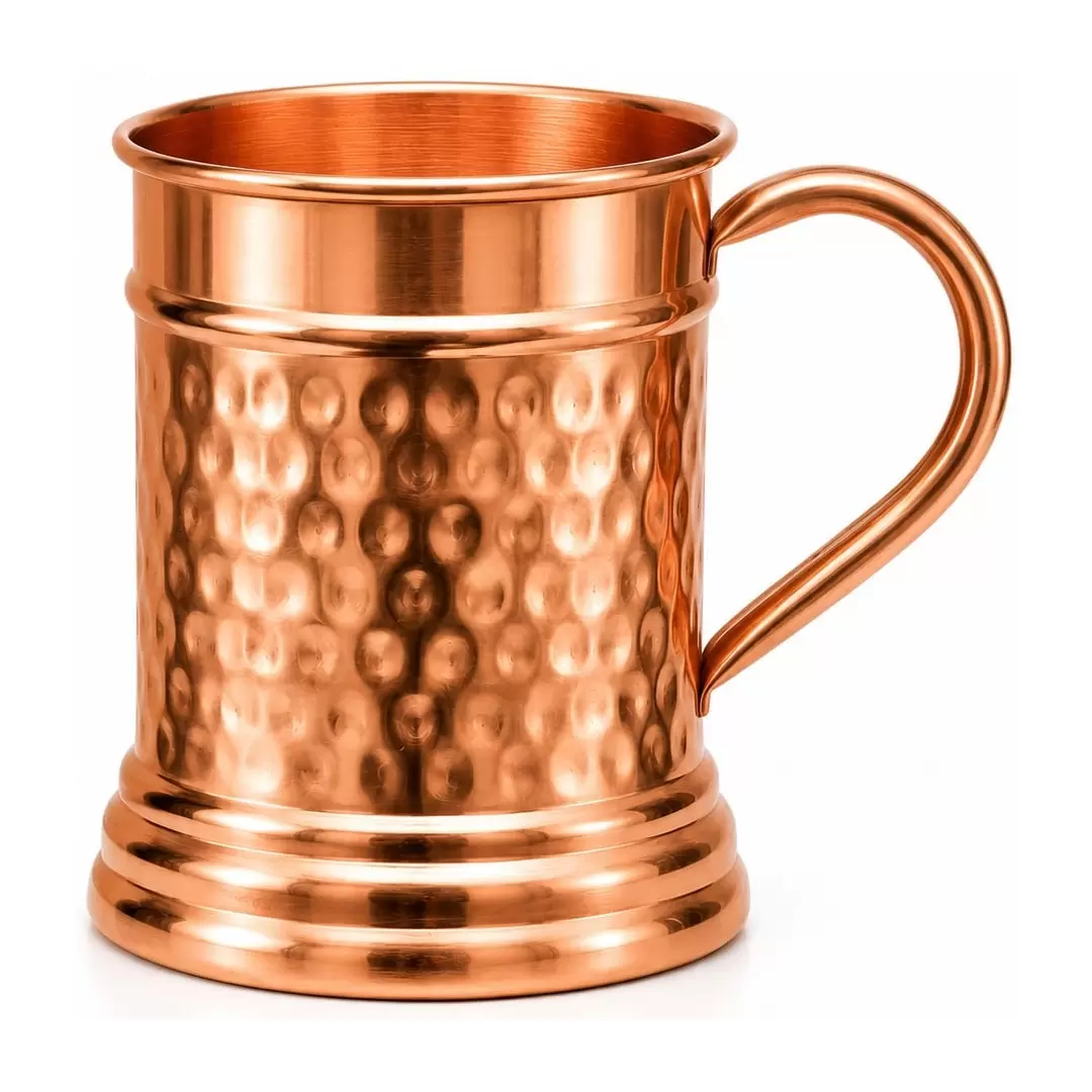 Mug en cuivre pur martelé avec anse 475ml – Tasse ayurvédique