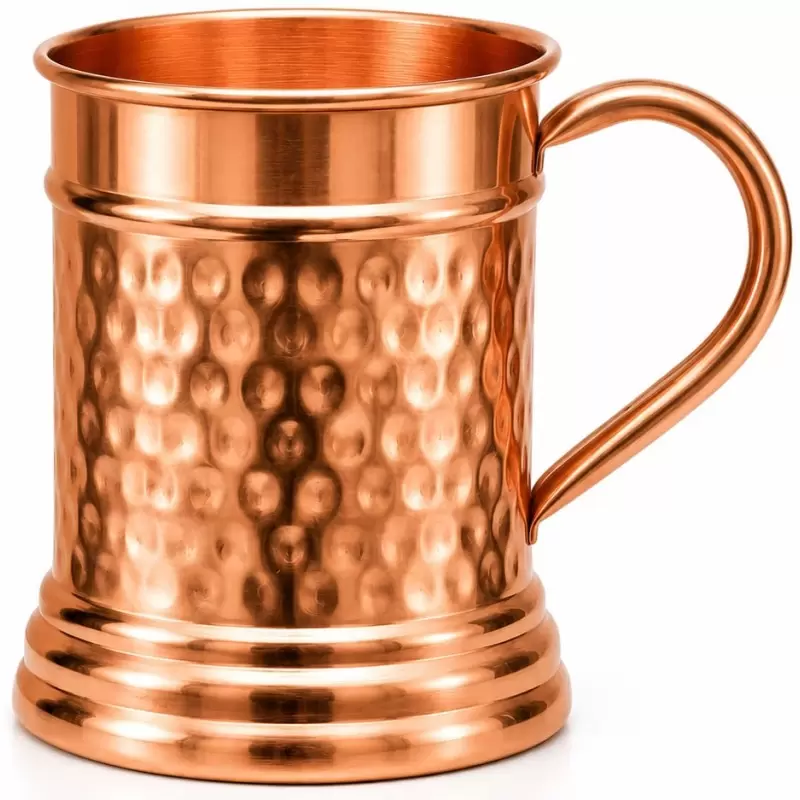 Mug en cuivre pur martelé avec anse 475ml – Tasse ayurvédique