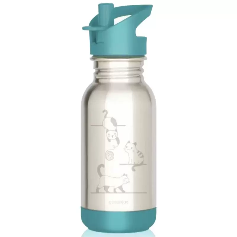 Gourde inox pour enfants Loopy Chats Caraïbes 400ml - Inox 18/8 - Gaspajoe