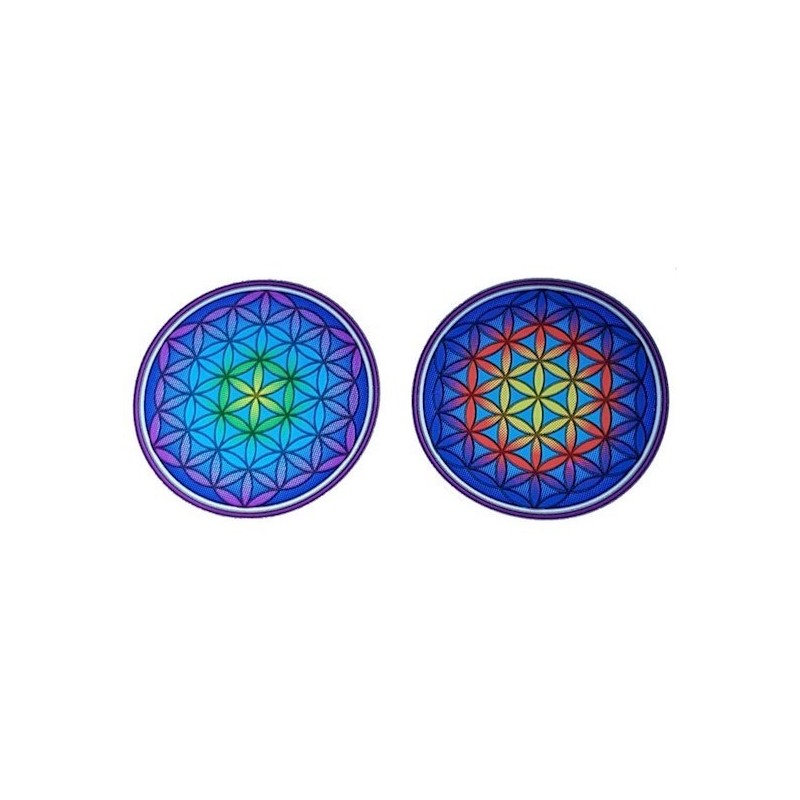 Lot de 2 adhésifs / stickers attrape-soleil Fleur de Vie Mandala