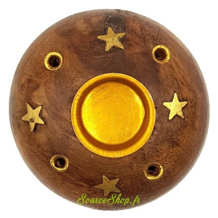 Porte encens rond en bois