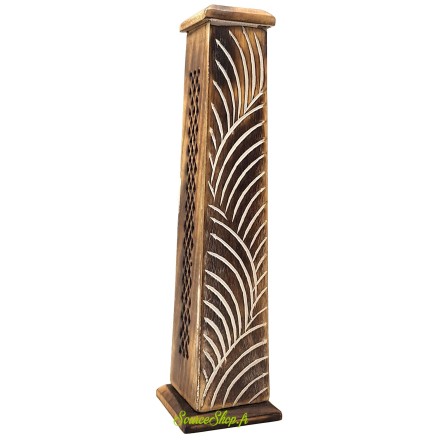 Brûleur d'encens vertical en bois sculpté