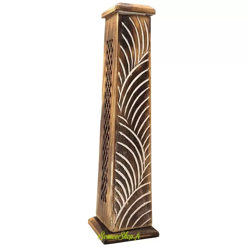 Brûleur d'encens vertical en bois sculpté