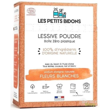 Lessive en poudre BIO fleurs blanches - 875g - Les Petits Bidons